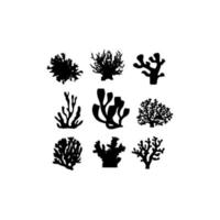 diseño de silueta de coral de conjunto de iconos vector