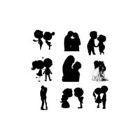 human kissing couple illustration silhouette vector