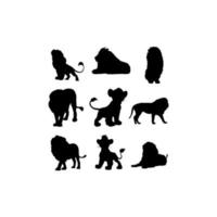 animal lion set silhouette design vector