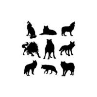 diseño de silueta de conjunto de animales lobo vector