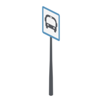 panneau de signalisation isométrique arrêt de bus ensemble de collection de paysages universels 3d png