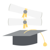 sombrero de graduación con rollo de certificado de diploma png