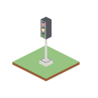 isometrisk röd gul grön trafik ljus 3d universell scenary samling uppsättning png