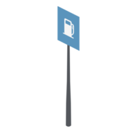 panneau de signalisation isométrique panneau de pompe de ravitaillement en essence ensemble de collection de décors universel 3d png