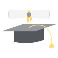 sombrero de graduación con rollo de certificado de diploma png
