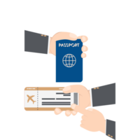 hand holding airplane ticket and passport png