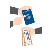 Hand mit Flugticket und Reisepass png