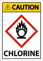 Caution Chlorine Oxidizer GHS Sign On White Background vector