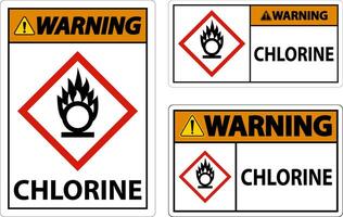 Warning Chlorine Oxidizer GHS Sign On White Background vector