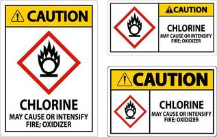 Precaución el cloro puede causar o intensificar el signo de fuego ghs vector