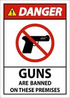 peligro, prohibición, señal, armas de fuego, no, armas, señal, blanco, plano de fondo vector