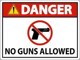 No Gun Rules Sign, Danger No Guns Allowed vector