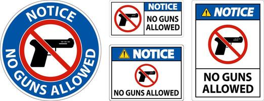 No Gun Rules Sign, Notice No Guns Allowed vector