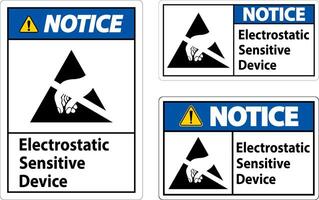 Notice Electrostatic Sensitive Device Sign On White Background vector
