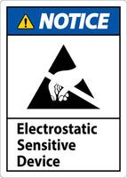 Notice Electrostatic Sensitive Device Sign On White Background vector