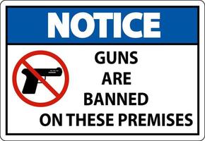 Aviso de armas de fuego de signo de prohibición, ningún signo de armas de fuego sobre fondo blanco. vector