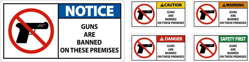 Prohibition sign guns, No guns sign On White Background vector