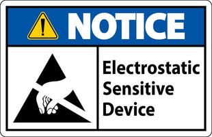 Notice Electrostatic Sensitive Device Sign On White Background vector