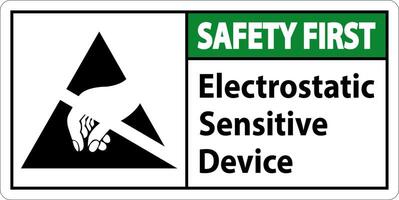 Safety First Electrostatic Sensitive Device Sign On White Background vector