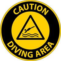 Caution Diving Area Hazard Sign On White Background vector