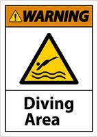 Warning Diving Area Hazard Sign On White Background vector