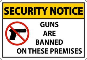 Security Notice Prohibition sign guns, No guns sign On White Background vector