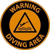 Warning Diving Area Hazard Sign On White Background vector