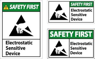 Safety First Electrostatic Sensitive Device Sign On White Background vector