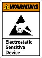 Señal de advertencia de dispositivo sensible electrostático sobre fondo blanco. vector