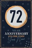 72 years anniversary invitation card. celebration template  modern design elements  dark blue background - vector illustration