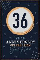 36 years anniversary invitation card. celebration template  modern design elements  dark blue background - vector illustration