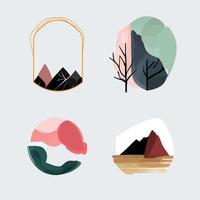 set of minimal mountain and frames vector