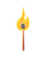 dibujo de cerilla encendida con llama naranja png