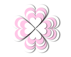 ilustración de patrón de trébol de corazón rosa y blanco con sombras