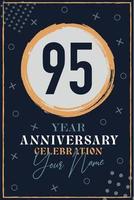 Tarjeta de invitación de aniversario de 95 años. plantilla de celebración elementos de diseño moderno fondo azul oscuro - ilustración vectorial vector