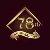 Celebración del aniversario de 78 años. logotipo de aniversario con color dorado cuadrado y elegante aislado en fondo rojo, diseño vectorial para celebración, tarjeta de invitación y tarjeta de felicitación vector
