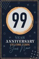 99 years anniversary invitation card. celebration template  modern design elements  dark blue background - vector illustration