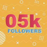 05k Followers Card Celebration Vector. 90000 Followers Congratulation Post Social Media Template. Modern colourful design. vector