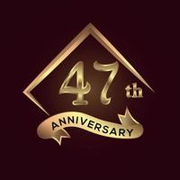 Celebración del aniversario de 47 años. logotipo de aniversario con color dorado cuadrado y elegante aislado en fondo rojo, diseño vectorial para celebración, tarjeta de invitación y tarjeta de felicitación vector
