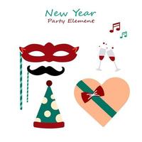 New Year Party Collections Icon. Hand drawn New Year Icon Set. New Year party celebration. New year stickers. Vector icon.