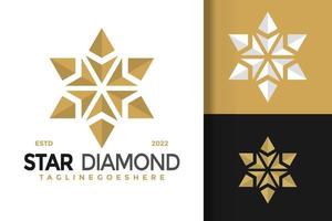 Plantilla de ilustración vectorial de diseño de logotipo de diamante estrella de lujo vector