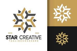 Luxury Stars Creative Logo Design Vector Illustration Template