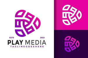 Abstract Play Media Logo Design Vector Illustration Template