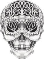 Art celtic mix skull tattoo. Hand drawing and make graphic vector. vector