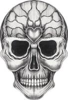 Art surreal skull.Hand drawing and make graphic vector.hic vector. vector