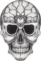 Art surreal skull.Hand drawing and make graphic vector.hic vector. vector