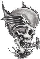 Art fantasy surreal skull. Hand drawing and make graphic vector. vector