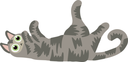 gato de pelo gris dibujado a mano lindo gato tirado en el suelo png