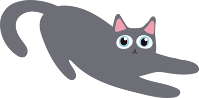 gray hair cat laying on the floor handraw cute cat png