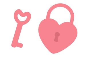 pink heart-shaped lock and key vector